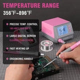 WORKPRO Soldering Station, 60W Soldering Iron Kit Digital Display, 5 Extra Iron Tips, Precision Temperature Control Solder Station for Electronic Repair, DIY Enthusiasts - Pink Ribbon WORKPRO