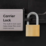 IRIS USA File Box with Lid File Organizer for Letter File w/ Organizer-Lid, Plastic Mobile Filing Organizer, Water Resistant Document Box, Portable File Box with Handle, Secure Buckle, Lockable, Black IRIS