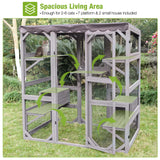 GUTINNEEN Catio Outdoor Cat Enclosure Large Walk in Window Cat House for Mulitiple Cats with 7 Platforms and 2 Resting Box,Tarp Roof,71 inch GUTINNEEN