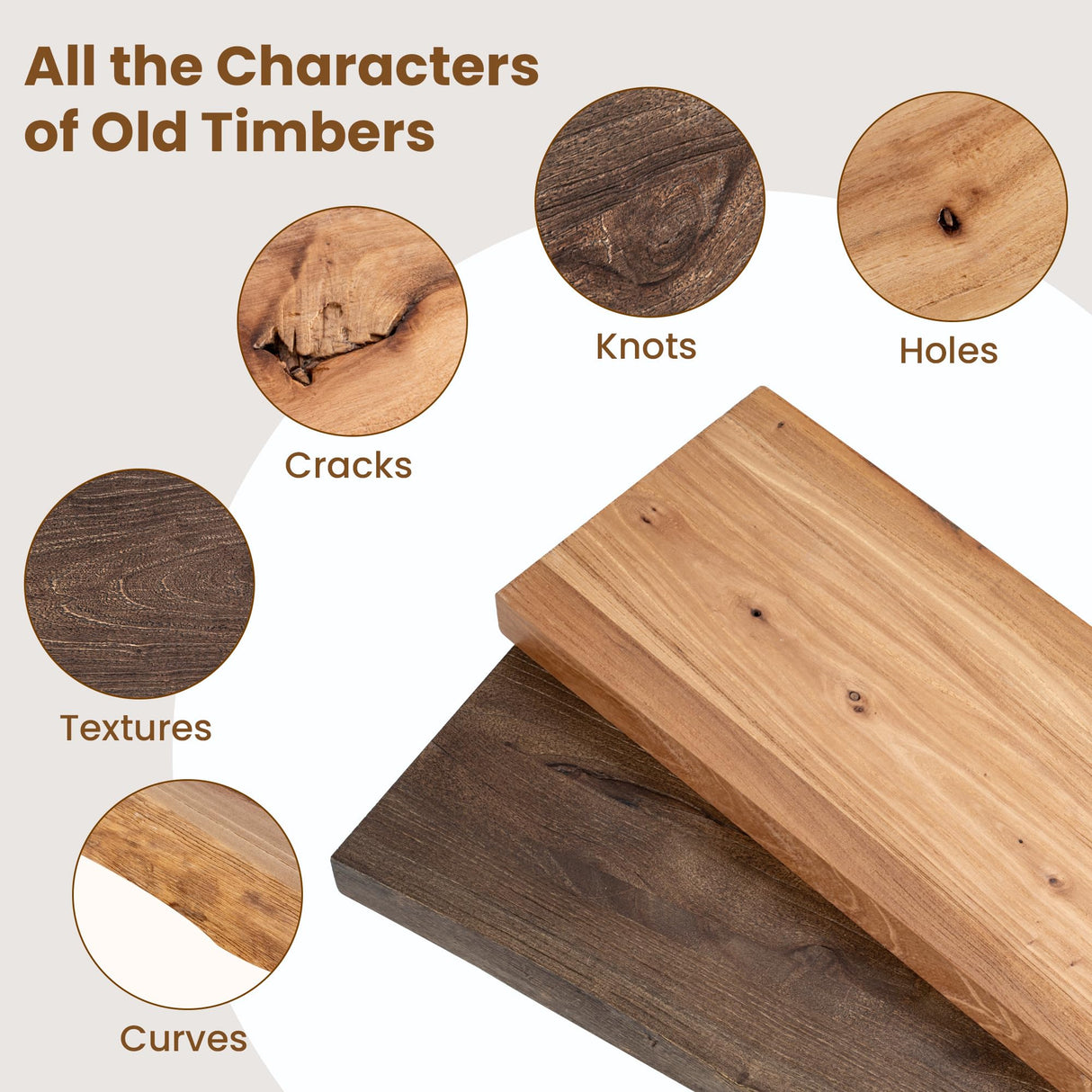 FLYJOE Floating Shelves for Wall Decor, Rustic Solid Elm Wood Floating Shelves Wall Mounted, Wall Shelves with Invisible Bracket for Living Room Bedroom Kitchen, 24 Inch Set of 2, Natural FLYJOE