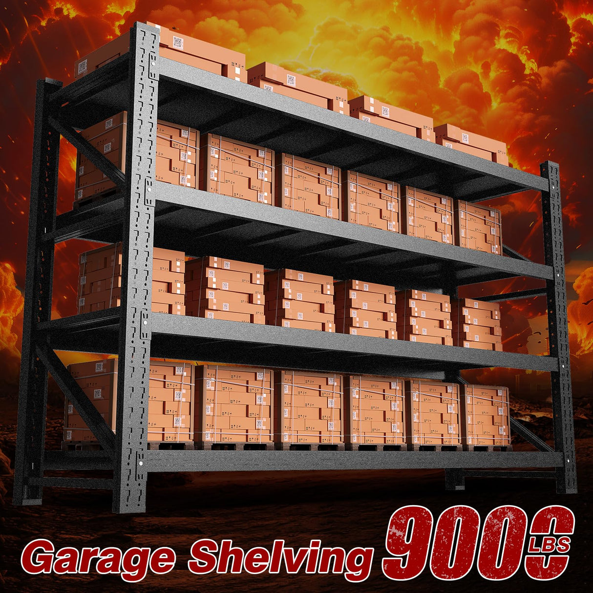Fesbos 9000LBS Metal Steel Storage Shelves - 75" W Black 4 Tier Heavy Duty Rack Commercial Industrial Shelving with Adjustable Shelf for Basement Garage Warehouse - 75" W x 24" D x 70" H Fesbos