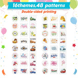 Bencailor 48 Pcs Interchangeable Seasonal Farmhouse Tiered Tray Decor Set Include Wood Frames with Ladders Cards Bow Knot,Tray Not Included(Year Round Seasonal) Bencailor