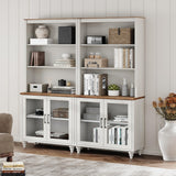 WAMPAT 72'' Tall Kitchen Pantry Cabinet with Storage, Farmhouse Glass Doors Pantry Storage with Bar Hutch and 5 Tier Shelve for Kitchen & Living Room & Bedroom, White WAMPAT