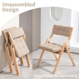 HOMEFUN Folding Chairs with Cushion, Wooden Padded Folding Chairs 4 Pack, Portable and Assembled Folding Dining Chair for Guests Kitchen Office Wedding and Party, Khaki HOMEFUN
