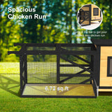 TIMHAKA 71'' Chicken Coop with Wheels, Outside Chicken House for 2-3 Chickens, Outdoor Wooden Mobile Duck Coops with Run & Waterproof Asphalt Roof, Removable Tray for Backyard Poultry Pet Hutch TIMHAKA