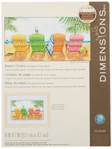 Dimensions Colored Beach Chairs Counted Cross Stitch Kit, 14 Count Light Blue Aida, 7'' x 14'' Dimensions