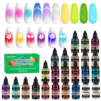 24 Colors Airbrush Gel Nail Polish, Safe And Odorless, Suitable For Airbrush Nail Art, Gradient Nails, Blush Nails, French Nails & Various Patterns (24X20ml)