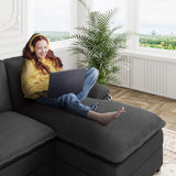 110" Sectional Couches for Living Room,U Shaped Big Sofa Couch with Double Chaise,Modern 4 Seat Modular Sofa Couches with Thick Cushion & Soft Backrest,Black Shintenchi