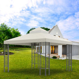 Sumfaller 10x10 FT Gazebo Replacement Canopy Top Cover Double Tiered Canopy Top Cover for Patio Garden Outdoor BBQ Roof Cover Grill Shelter (Beige) WoodArtSupply