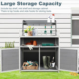 GRAVFORCE Outdoor Potting Bench Table, Garden Potting Benches for Outside Planting Work Bench Table Wooden Storage Plant Table Cabinet Gardening Table for Patio, Garden, Greenhouse, Backyard (Gray) GRAVFORCE