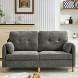 WUTUTUEE 65" Chenille Loveseat Sofa, Modern 2 Seater Love Seat Couch with Armrest Pillows & Pockets, Upholstered Tufted Loveseat Couches for Living Room Bedroom, Easy Assembly, Light Grey WUTUTUEE