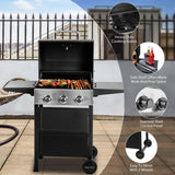 MASTER COOK 3 Burner BBQ Propane Gas Grill, Stainless Steel 30,000 BTU Patio Garden Barbecue Grill with Two Foldable Shelves MASTER COOK