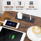 LOAKEKEL Night Stand Set 2, Nightstand with Charging Station, End Tables with Storage Shelf for Small Spaces, Bedside Table Side Tables with 2 Fabric Drawers for Bedroom, Rustic Brown, HETS020PBR LOAKEKEL