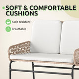 YITAHOME Patio Loveseat Wicker Outdoor Furniture, All Weather Loveseat Rattan Conversation with Soft Cushions & High Back, Patio Sectional Furniture for Backyard, Balcony and Deck, Beige YITAHOME