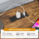 ADORNEVE Loft Bed Full Size with U-Shaped Desk, 6 Storage Drawers, Power Outlet, LED Metal Loft Bed with 2 Storage Shelves, Bed with Safety Guardrail & Ladders, No Box Spring Needed, Rustic Brown ADORNEVE