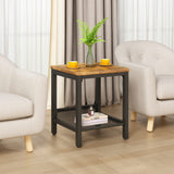 Lamerge 3 Pieces Living Room Table Set, Industrial Coffee Table with 2 Square End Side Tables, Coffee Table Set with Metal Frame for Apartment Home Office, Rustic Brown Lamerge