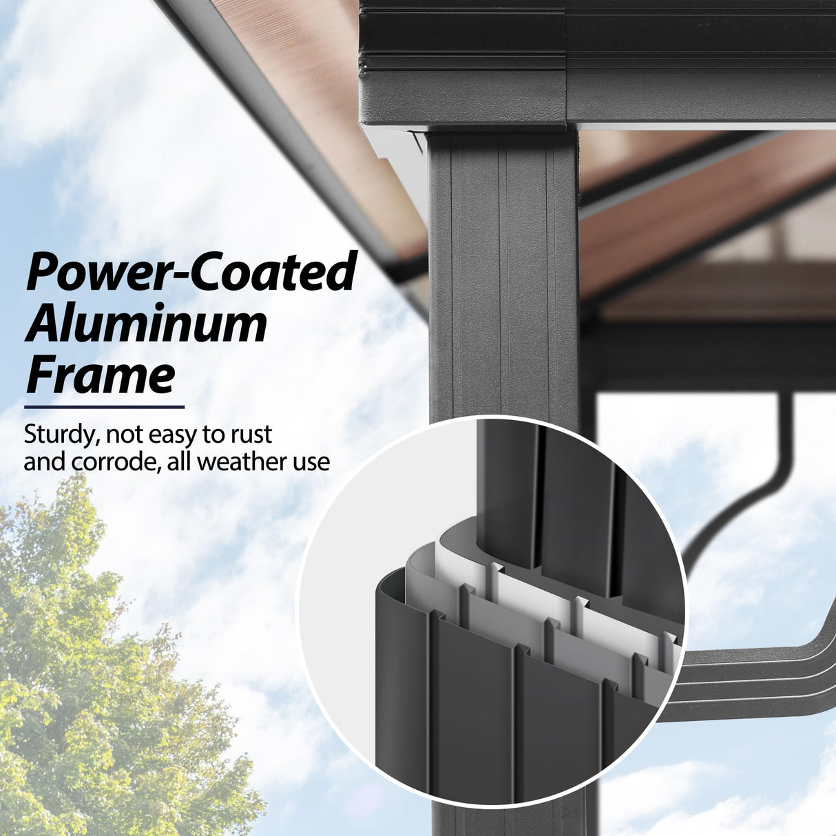 Raysfung 10'x12' Hardtop Gazebo, Outdoor Polycarbonate Roof Gazebo with Aluminum Frame Permanent Pavilion with Netting& Curtains for Garden, Patio,Yard Raysfung