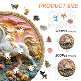 Wooden Puzzle for Adults 500 Piece - 3D Vision Effect Galloping White Horse Wooden Puzzle Unique Shape Advanced Wooden Jigsaw Puzzle, Wood Puzzles, Challenge Wooden Jigsaw Puzzle(16.3 x 16.5 in) Qiuenisray