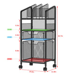 Huxitocan 4-Tier Rolling File Cart with Hanging File Organizer, Mobile File Cabinet with Storage Drawer, Rolling Utility Cart Storage and Organizer Office Cabinet for Home Office Huxitocan