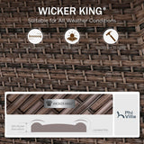 PHI VILLA 10-Piece Wicker Patio Furniture Set, Outdoor Half-Moon Curved Sectional Sofa with 4 Ottomans, 2 One Armrest Seats, 1 Armless Sofa, Large Conversation Seating for Garden or Backyard,Aqua Blue PHI VILLA