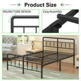 EMODA 16 Inch King Bed Frame with Headboard and Footboard, Heavy Duty King Size Metal Bed Frame, No Box Spring Needed, Easy Assembly EMODA