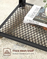 VASAGLE Side Table, 2-Tier Nightstand, End Table with Mesh Shelf, Steel Frame, Adjustable Feet, for Living Room, Bedroom, Industrial Style, Rustic Brown and Black ULET41X, 17.7 x 17.7 x 21.6 Inch VASAGLE