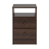 Prepac Astrid Simplistic Nightstand Side Table with 2 Drawers and Open Shelf, Functional Bedside Table 15.5" D x 16" W x 24.5" H, Espresso, EDNH-0402-1 Prepac