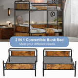 Twin XL over Twin XL Bunk Beds for Kids and Teens , Industrial Heavy-Duty 2 IN 1 Metal Convertible Bunk Bed with Ladder and Slats Support ,15.9" High Guard Rail,Space-Saving ,Noise Reduced,Black Mirightone