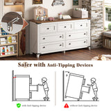 EnHomee Farmhouse 7 Drawers Dresser for Bedroom 51" Wide Wood Dressers & Chests of Drawers White Dresser with Natural Texture Bedroom Dresser TV Stand for Bedroom, Hallway, Closet, Antique White EnHomee