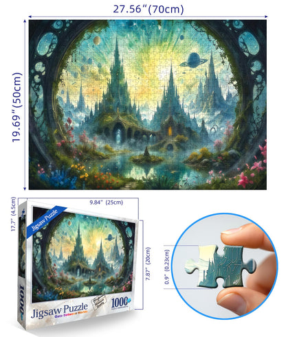 Science Fiction Landscape Jigsaw Puzzles for Adults Fantasy 1000 Piece Puzzle for Adults with Letters on Back Challenging Family Puzzle Games Gift Finished Puzzle Size is （26.75 x 19.75）