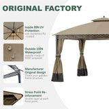 JANCANOPY Replacement Cover for 10X12Ft Oakmont Gazebo L-GZ1188PST-A,Pinehurst Gazebo L-GZ1188PST,Khaki JANCANOPY