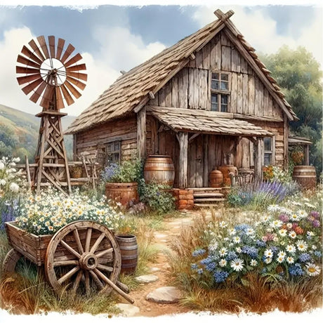 KTHOFCY 5D DIY Diamond Painting Kits for Adults, Wooden House and Sunflowers Full Drill Embroidery Cross Stitch Crystal Rhinestone Paintings Pictures Arts Wall Decor Painting Dots Kits 11.8X11.8 inch KTHOFCY