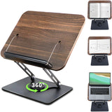 New Upgrade Book Stand for Reading, Book Holder with 360° Swivel Base, Adjustable Height & Angle Cookbook Stand, Foldable Recipe Book Holder for Kitchen, Textbook, Music Stand, Lightweight & Portable GYINGS