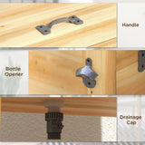 Outsunny Wooden Patio Cooler, 54Qt. Outdoor Beverage Cooler with Bottle Opener and 3 Handles for Backyard, Deck, Poolside Party, Natural Outsunny