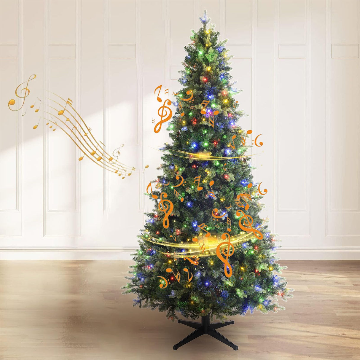 VINCONLIDY Rotating Christmas Tree Stand with Remote Control, Musical 360 Degree Spinning Christmas Tree Stand for Up to 9ft 120lb Artificial Tree VINCONLIDY