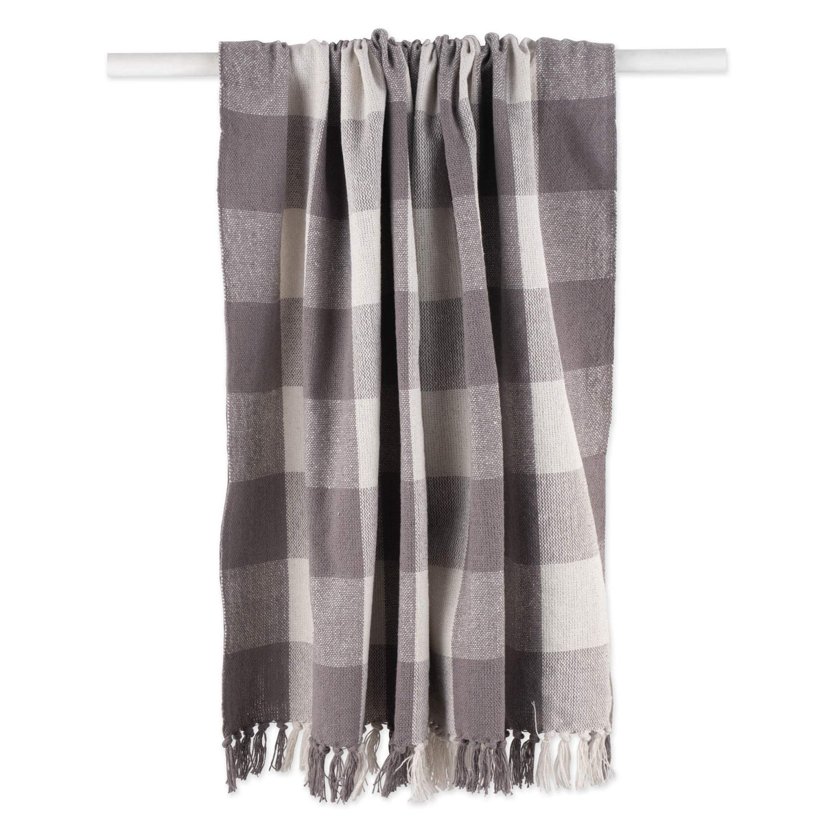 DII Buffalo Check Collection Rustic Farmhouse Throw Blanket with Tassles, 50x60, Gray/White DII