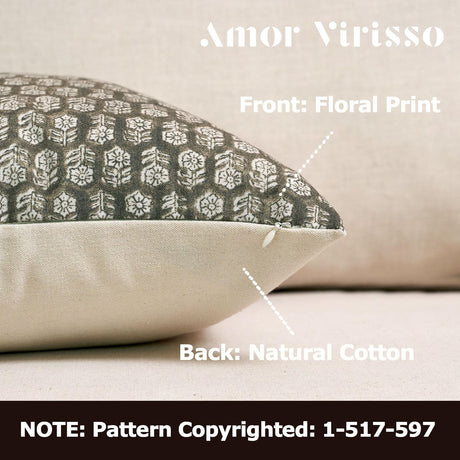 Amor Virisso 20x20 Pillow Covers Floral Pillow Covers Farmhouse Neutral Pillow Covers Decorative Pillows for Couch Accent Sofa Pillows 1PC, Olive Green Amor Virisso