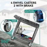 YITAHOME Utility Cart on Wheels, 550 lbs Capacity Service Cart, 40 x 17 Inch Rolling Work Carts, 2 Shelf Heavy Duty Plastic Cart Suitable for Warehouse, Garage, School & Office, Cleaning, Gray YITAHOME