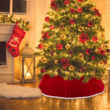 Christmas Tree Collar Red Velvet Folable Christmas Tree Ring Tree Skirt for Artificial Trees Base Stand Cover Christmas Tree Decoration Hxezoc