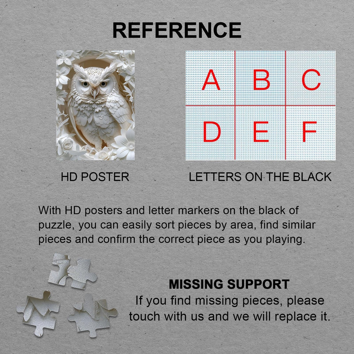 White Owl Puzzles 1000 Pieces for Adults, 3D Bird Paper Cut Art Jigsaw Puzzle Jungle Animal, Challenging Puzzles Hard Puzzle for Family Decorations BBOLDIN