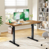Marsail 48 x 30 Electric Standing Desk with One-Piece Desktop, Sit Stand Desk with Thickened Tabletop, Height Adjustable Stand Up Desk with Cable Management for Home Office(Frame+Desktop, 2 Packages) Marsail