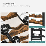 SONGMICS Wine Rack, 3 Tier Tabletop Wine Water Bottle Organizer Storage, Large Capacity Holds 12 Bottles, Bamboo Countertop Wine Holder Shelf for Kitchen Bar Cabinets Pantry, Rustic Brown and Black SONGMICS