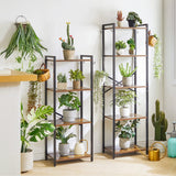 YMYNY Bookcase, 4-Tier Narrow Ladder Bookshelf, Freestanding Shelving Unit, Multifunctional Storage Rack, for Home Office Living Room Bedroom Kitchen, Plant Stand, Rustic Brown, 44*16.9*11.4"UHBC004H YMYNY