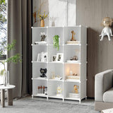 AWTATOS Cube Storage Organizer Storage 12 Cube Bookshelf DIY Plastic Closet Clothes Storage Shelves with Wooden Mallet, Stackable Storage Solution for Home, Bedroom, White AWTATOS