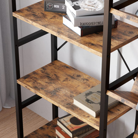Triple Wide 5-Tier Industrial Style Bookshelf with Metal Frame and Open Shelves by IRONCK IRONCK