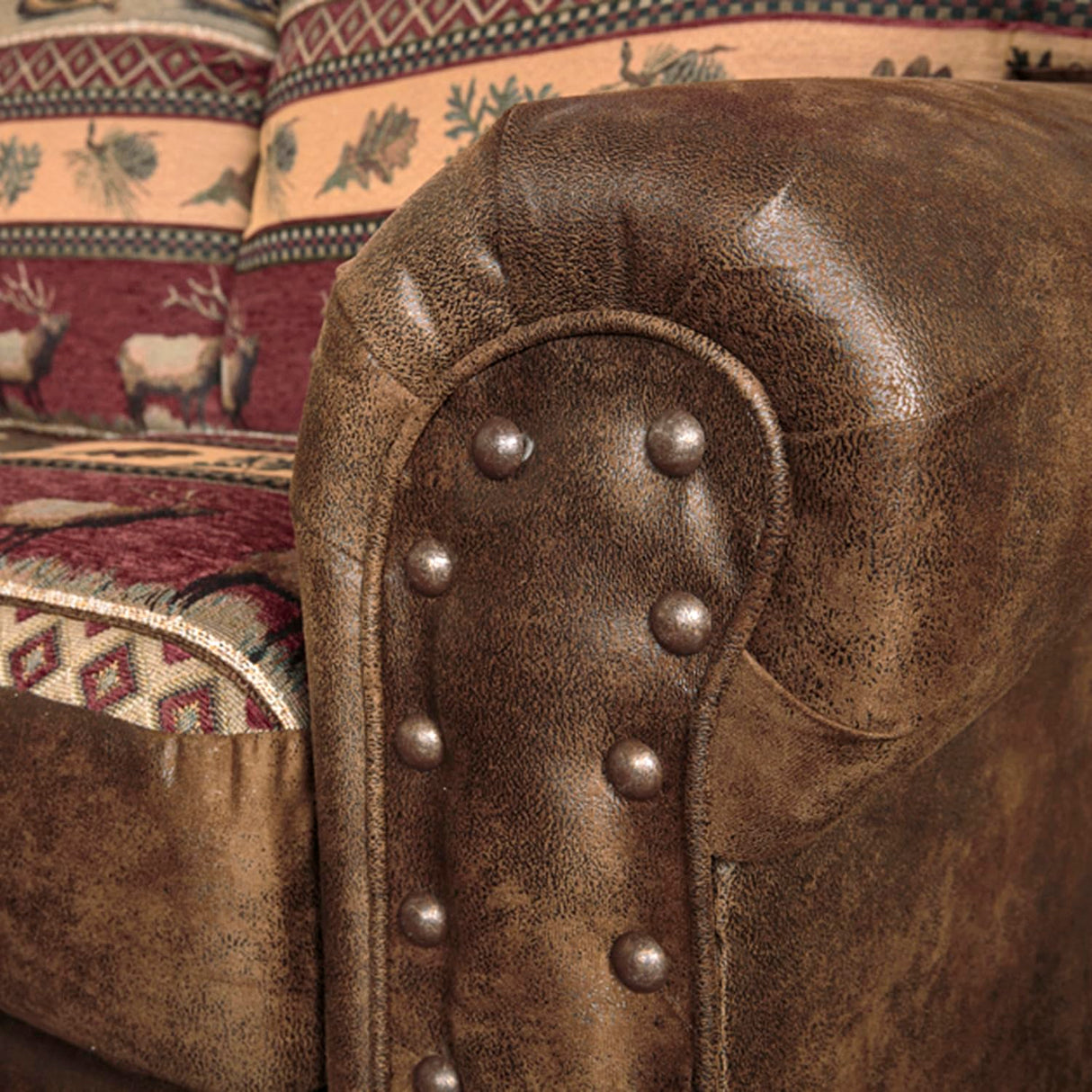 American Furniture Classics OS Home Office Furniture Club Chair, Microfiber, Brown with Sierra Lodge Tapestry American Furniture Classics