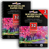 CHALKY CROWN - Watercolor Paper Pad - Water Color Paper Sketch Book - Large Paper for Artists, White - Pack of 2 (64 Sheets) CHALKY CROWN