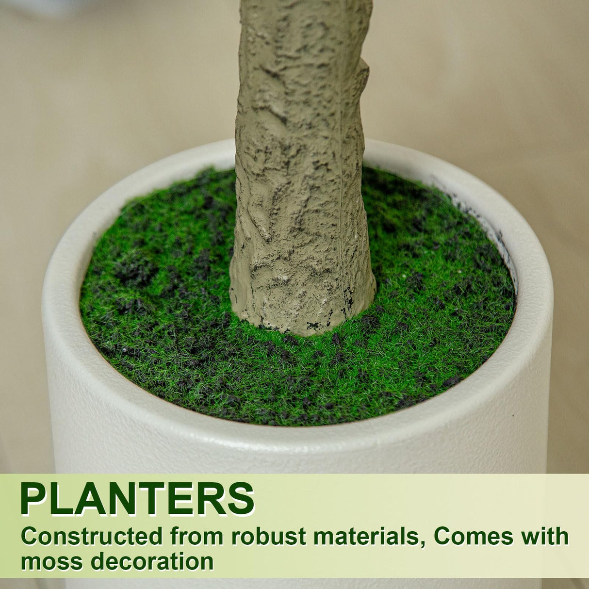 VIVATREES 6FT Fiddle Leaf Fig Artificial Tree with White Planter Pot,Faux Floor Plant, Indoor and Outdoor Fake Plants for Home Office Decor VIVATREES