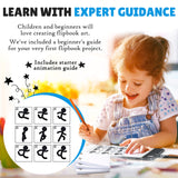 Molcey Flip Book Kit with LED Light Pad. Includes Flipbook Kit Starter Animation, 240 Sheets Blank Animation Paper and Instructions for Making Flip Books, LED Light Pad. for Kids 9-12 6-8 Molcey