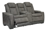 Signature Design by Ashley Next-Gen DuraPella Modern Faux Leather Power Reclining Loveseat with Console & Adjustable Headrest, Gray Signature Design by Ashley